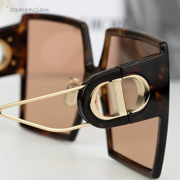 NEW Dior 30MONTAIGNE SU CD40030U 53Y 26L0 Havana Brown Women Square Sunglasses - Picture 5 of 11